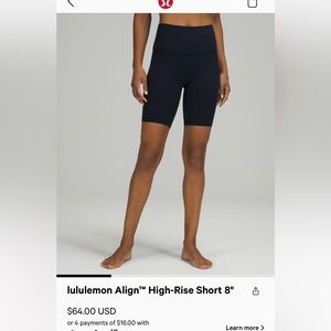 Lululemon Align Biker shorts size 8